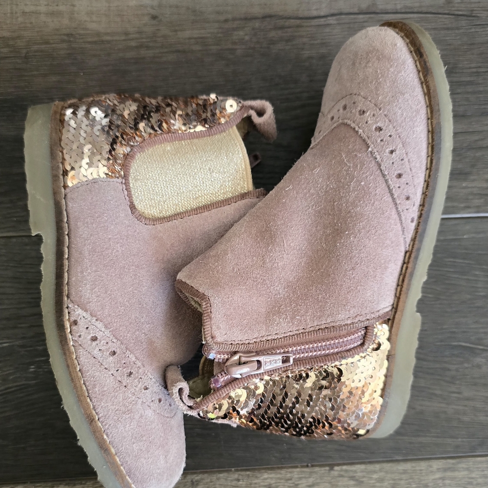 Mini Boden Kids Sequin Boots - Pink and Gold